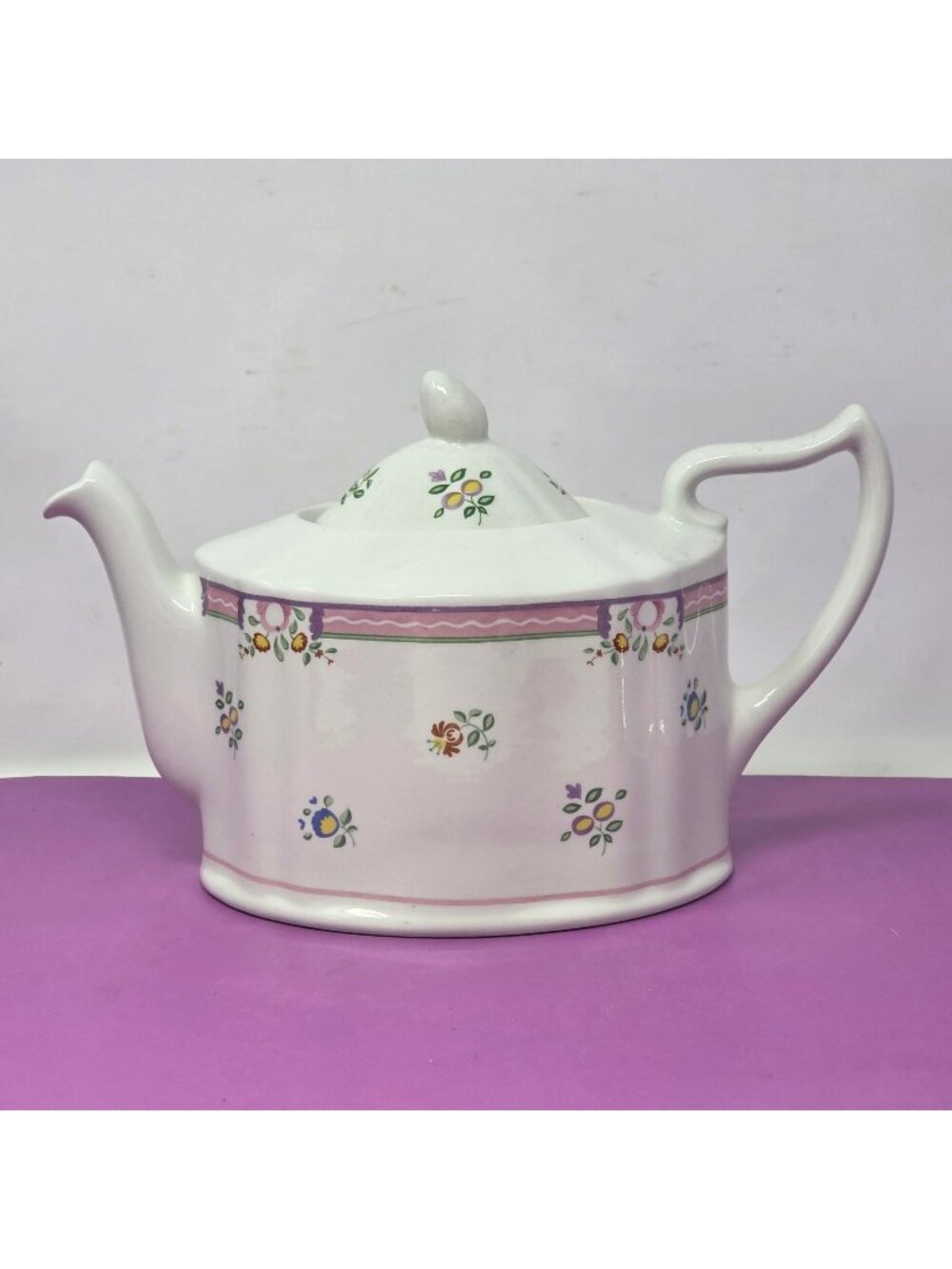 Laura Ashley Alice Teapot Made In England Floral Pattern Pink & White Ceramic